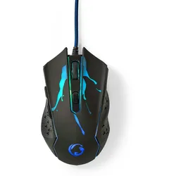 Nedis Gaming Mouse - Verdrahtet - 1200 / 1800 / 2400 / 3600 dpi - Einstellbar DPI - Anzahl Knöpfe: 6 - Programmierbare Tasten - Rechtshändig - 1.50 m - LED