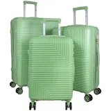 Warenhandel König ABS Hartschalen Koffer Set M,L,XL Gepäck Trolley aufrecht rollbar Barcelona Grün - Grün