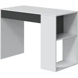 Dmora Schreibtisch Danani, Wendeschreibtisch mit Schublade, Arbeits- oder Bürotisch für PC, 101x50h73 cm, Weiß und Anthrazit - Weiß