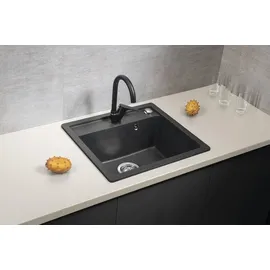 Sapho Granitspüle 1 Becken rechts schwarz Handbetätigung 530 x 500 mm