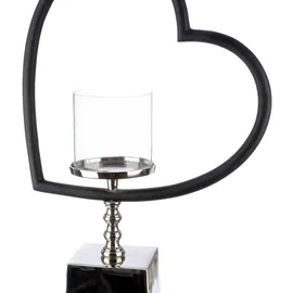 Gilde Windlicht Te Quiero Aluminium, Glas Schwarz/Silberfarben