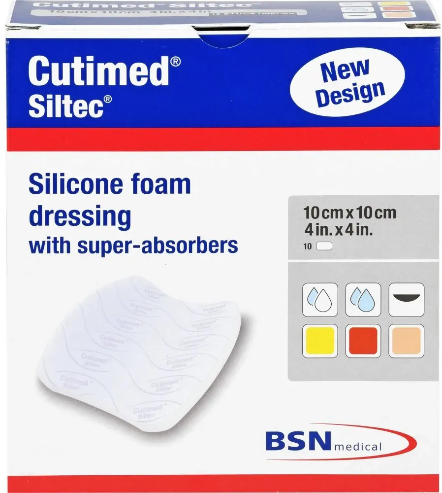 CUTIMED Siltec Schaumverb.10x10 cm sanft haftend 10 St