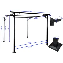 Mendler Pergola Avila 3,50 x 3,50 m inkl. Schiebedach grau