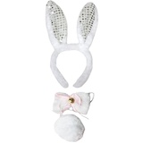 Petitebelle Stirnband Bowtie Schwanz Kostüm für Erwachsene Einheitsgröße Hase Silber Sqs