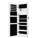 COSTWAY Schmuckschrank mit Spiegel,abschließbar,Tür-/Wandmontage, 37x120cm weiß