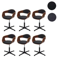 Mendler 6er-Set Esszimmerstuhl HWC-H46, Stuhl, höhenverstellbar Drehmechanismus Bugholz Walnuss-Optik,