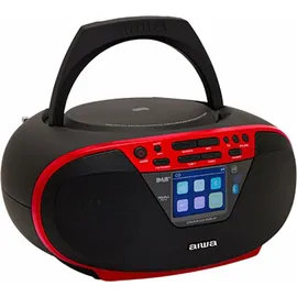 Aiwa BBTU-500DAB/RD Dab+ tragbares CD-Radio mit Farbdisplay, 6,1 cm 2,4". Bluetooth 5.0, USB, CD/CDR/RW/MP3, Dab+. Farbe: Rot