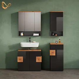 livinity® Midischrank Tanaro, 40 x 84 cm, Anthrazit/Anthrazit - Grau