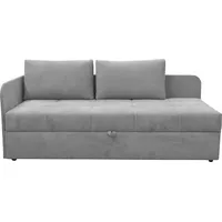 Schlafsofa ALINA "Marla" Sofas Gr. B/H/T: 205cm x 73cm x 95cm, Struktur fein XBO, Armlehne links, grau (mittelgrau xbo 19) inkl. Stauraum & 2 Rückenkissen, Armlehne wahlweise links oder rechts