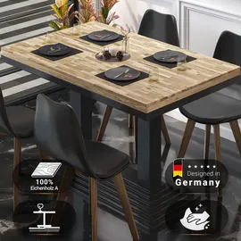 GGM Möbel MPY | Bistro Massiv Tisch | Rechteckig | 120 x 70 x 81 cm | Eiche / Schwarz