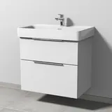 Sanipa 3way Waschtischunterbau für Keramik-Waschtisch Pro S 70 cm, 2 Auszüge mit Aufsatzgriff, Badmöbel,