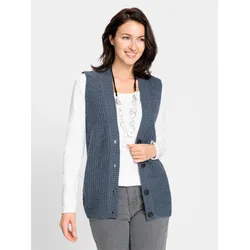 Strickweste INSPIRATIONEN, Damen, Gr. 36, blau (rauchblau), 86% Polyacryl, 14% Wolle, unifarben, Westen