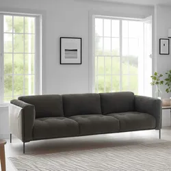 Oviala Business Großes 4-Sitzer Bi-Material-Sofa schwarz