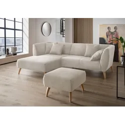 Ecksofa INOSIGN "Colori L-Form", silber, B:264cm H:80cm T:160cm, 100% Polyester, Sofas, Holzfußfarbe wählbar, inkl. 4x Zierkissen