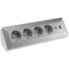ChiliTec Mehrfachsteckdose 4-fach Silber 2 St.