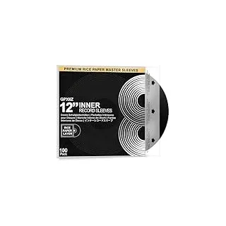 GPXIIZ Schallplatten Innenhüllen 12 Zoll, 100 Stück Lp Schutzhüllen, Master Schallplatten Hüllen aus 3-Lagige HDPE+Reispapier, Antistatisch Vinyl Hüllen aus Reispapier, für 12" Vinyl Inner Sleeves