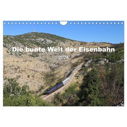 CALVENDO Wandkalender »Die bunte Welt der Eisenbahn (Wandkalender 2024 DIN A4 quer)« 29.7 cm x 1 cm x 21.0 cm