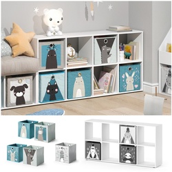 Vicco Kinderregal 8 Fächer inklusive Kinder Faltboxen Bücherregal Aufbewahrungsregal Spielzeug