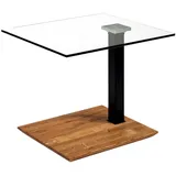 Rechteckiger Beistelltisch mit Glasplatte höhenverstellbar auf Rollen