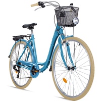 Bergsteiger Florenz 28 Zoll Damenfahrrad, ab 160 cm, Korb, Fahrrad-Licht, Shimano 7 Gang-Schaltung, Standlichtfunktion, Damen-Citybike, Damenrad im...