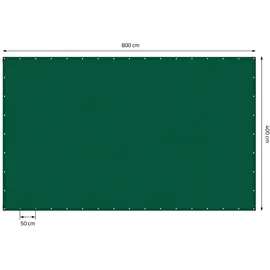 ECD Germany Abdeckplane mit Ösen 4x8 m 650 g/m2 mit 10 Spanngummis Grün