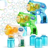 3 Seifenblasenpistole für Kinder mit Seifenblasen Flüssigkeit, Bubble Party Gefälligkeiten, Sommerspielzeug, Outdoor und Indoor Aktivitäten