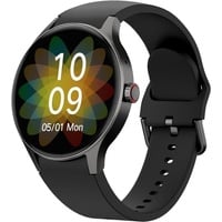 Smartwatch Damen Herren mit Telefonfunktion,1,43' AMOLED Touchscreen Fitnessuhr, Fitness Tracker mit Pulsuhr Schlafüberwachung Blutdruck SpO2 - Schwarz