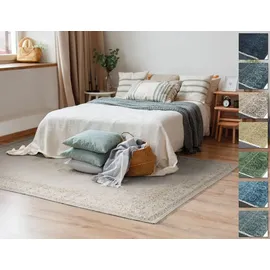 tesso living Kelim Vintage Teppich Wohnzimmer Sand 195 X 280 cm, Moderner Kurzflor Teppich Super Soft