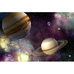 Fototapete PAPERMOON "GALAXIE-WELTALL UNIVERSUM PLANETEN SOLAR SYSTEM STERNE", bunt, B:4,00m L:2,60m, Vlies, Tapeten