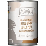 MjAMjAM Duo 6 x 400 g - leckeres Rind & gute Pute an gedämpftem Kürbis