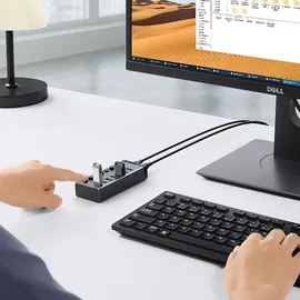 UGREEN USB-C auf 7-Port USB-A 3.0 Hub DC 12v Grau