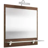 Lomadox Spiegel 70cm mit Glasablage Walnuss Nb. LED-Beleuchtung, b x h x t: ca. 70 x 68 x 22 cm