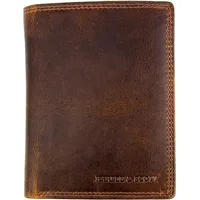 HARLEE & SCOTT Geldbörse Herren Echt-Leder-Geldbeutel Brieftasche Portmonee RFID-Schutz Münzbörse Business Edel HS11 Braun Hochformat