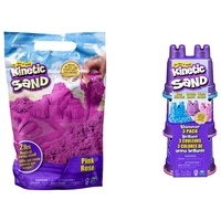 Kinetic Sand Beutel Pink, 907 g - magischer Sand aus Schweden für Indoor-Sandspiel, ab 3 Jahren & Schimmer Sand 3er Pack 340 g - 3 Farben Glitzersand aus Schweden für Indoor Sandspiel, ab 3 Jahren
