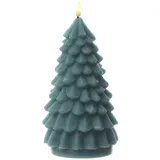 Deluxe Homeart LED Kerze Tannenbaum Weihnachtsbaum Echtwachs flackernd H: 18cm grün