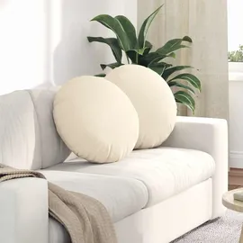 vidaXL Sitzkissen 2 pcs Creme Ø50 cm Cordstoff