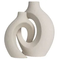 Intirilife 2er Set- Deko Vase Keramik mit Loch für Pampasgras Trockenblumen Blumen- in Weiß | Gr.: onesize
