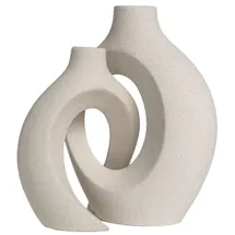 Intirilife 2er Set- Deko Vase Keramik mit Loch für Pampasgras Trockenblumen Blumen- in Weiß | Gr.: onesize