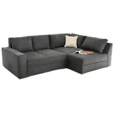 luma-home Federkern Ecksofa Schlafcouch L-Polsterecke Topper Bettkasten in Anthrazit Grau & Couches, Wohnlandschaften, Ecksofas