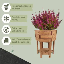 NATIV Pflanzkasten aus Holz 6eckig, 80 cm hoch, Blumenkübel mit Füßen, Pflanzgefäß