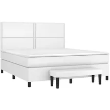 vidaXL Boxspringbett mit Matratze Weiß 180x200 cm Kunstleder