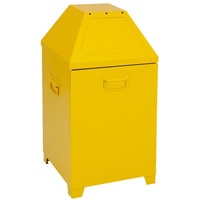 Abfallbehälter mit selbstschließenden Doppel-Einwurfklappen | 80 Liter, HxBxT 87x45x45cm | Inneneinsatz herausziehbar | Signalgelb