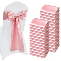 Vevor Satin-Stuhlschärpen mit Schleifen (275x17 cm) 100 Stk. Stuhlbänder zum Binden, Stuhlbänder für Hochzeiten Bankett Dekorationen Veranstaltungen Bankettstuhlbezüge, Stuhlschleifen Rosegold