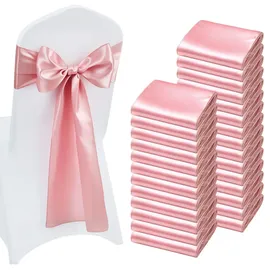 Vevor Satin-Stuhlschärpen mit Schleifen (275x17 cm) 100 Stk. Stuhlbänder zum Binden, Stuhlbänder für Hochzeiten Bankett Dekorationen Veranstaltungen Bankettstuhlbezüge, Stuhlschleifen Rosegold