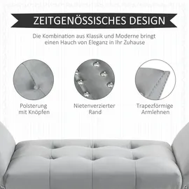 Homcom Sitzbank mit Samtoptik für Schlafzimmer Gummiholz hellgrau 114 x 46 x 56 cm