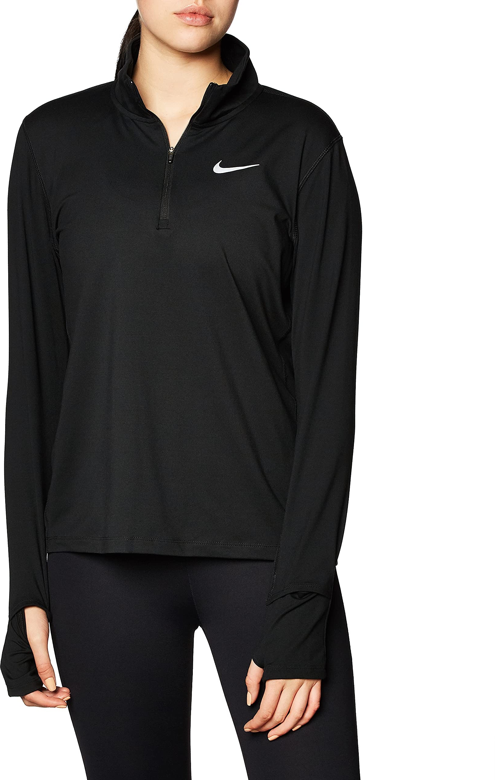 Nike Damen W Nk Element Top Hz Shirt, Black/Reflective Silv, S EU