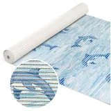 ANRO Schaum-Badematte Antirutschmatte Weichschaummatte Badezimmer Entspannung, Höhe 5 mm, strapazierfähig, Drainage Effekt, Rillen, wasserdurchlässig, rutschhemmend, pflegeleicht, Weich, Rutschfest, Rutschhemmend, Schnelltrockend, mit Drainagelöchern, Modern, Praktisch, PVC, Eckig, Geprägt blau Eckig | 80 cm x 300 cm x 5 mm