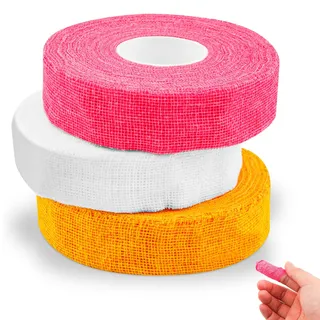 3 Rollen Fingerverband Selbsthaftend, Fingerhutband zum Nähen, Alternative zu klassischen Strickfingerhüten, Baumwollbänder für Sticken, Nähen, Sortieren, Häkeln (1,8cm x 14m)