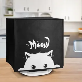 kwmobile Hülle kompatibel mit Thermomix TM5 / TM6 - Küchenmaschine Abdeckhaube - in Schwarz Weiß Neugierige Katze