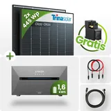 890Wp Balkonkraftwerk 1,6kWh Speicher Anker Solarbank 2 ‚Äì 2x445Wp Trina Black Fr...